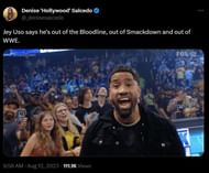Tweet of Jey Uso's word regarding leaving WWE